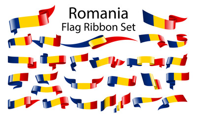 Romania ribbon flag set
