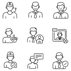 Support, customer service thin line icons set. Service, help, online support, assistance editable stroke icon. Vector with white background
