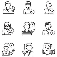 Support, customer service thin line icons set. Service, help, online support, assistance editable stroke icon. Vector with white background