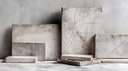 Weathered Concrete Tiles: A Minimalist Still Life