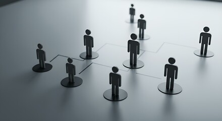 Abstract representation of a hierarchical organizational chart using human-shaped icons on a background.