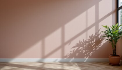 Fototapeta premium Sunlit indoor plant display modern living room photograph minimalist design natural light home decor inspiration
