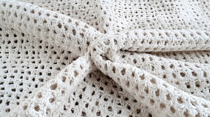 Obraz premium Beige Crochet Knit Texture Background Pattern Fabric