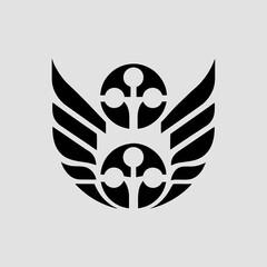 vector illustrations of skull with wings