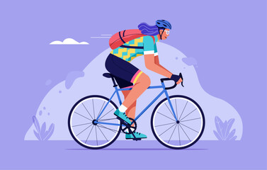 Obraz premium Professional Cycling Woman Colorful Illustration