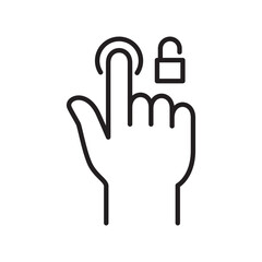 Obraz premium Finger print lock unlock icon. Finger touch screen lock security icon. Thin line icon. Vector illustration