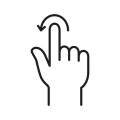 Touch and turn to left, touch screen gesture icon. Click and rotate to left icon. Thin line icon. Vector illustration