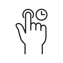 Click touch and hold, screen gesture icon. Click hold icon. Tap and stay, touch screen symbol. Thin line icon. Vector illustration