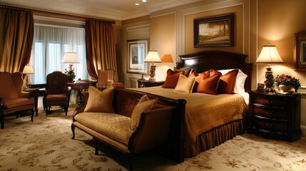 Luxury home bedroom with stylish furniture and decor
