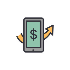 Mobile finance colored icons, minimalist vector illustration ,simple transparent graphic element .Isolated on white background