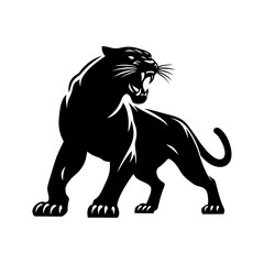 Black panther logo vector illustration template hand draw. Simple design icon of wild animals black and white 