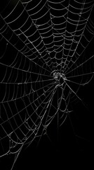 Obraz premium Detailed Spiderweb Texture Against Transparent Background for Artistic Overlays