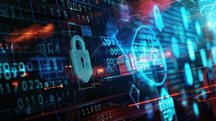 Fototapeta premium Hacker Attack vs Digital Firewall: Cybersecurity Defense in Action 