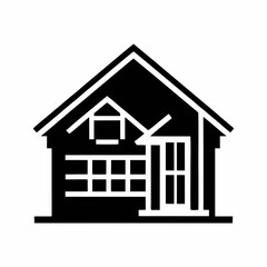 Simple black silhouette of a house