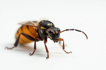 Close-up of single insect on pure white background, tiny, pattern