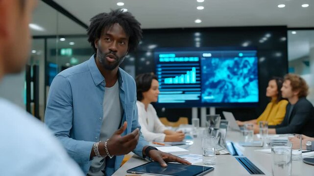Effective leadership in a collaborative office environment, illustrating teamwork, corporate success, business management, strategic guidance, innovation and professional growth.