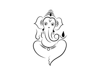 Elegant Line Art Illustration of Lord Ganesha