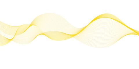 Wavy shiny golden moving wave lines design element for banner design. Abstract futuristic technology wave glowing lines background. Frequency sound wave technology, science, banner, template design.