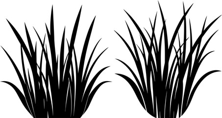 Grass art vectors and Set of black grass icon silhouette collections