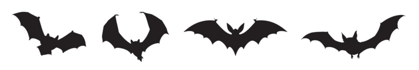 Silhouette of Halloween bat vector icon set illustration isolated on white background.