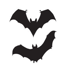 Silhouette of Halloween bat vector icon set illustration isolated on white background.