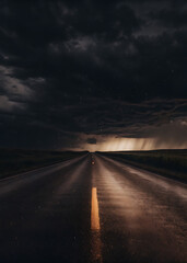 Storm Gathering Over an Empty Highway