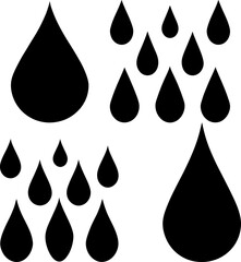 Water drop art vectors and Set of black water drops icon silhouette collections