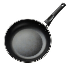 Empty frying pan, top view. Kitchen utensil.