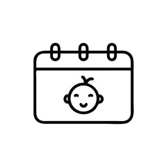Baby Arrival Date Calendar Icon Celebration Minimalist Vector Line Art