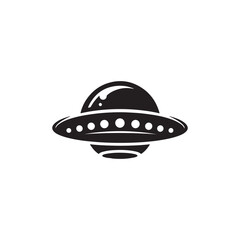 ufo in space silhouette vector