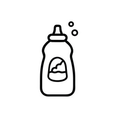 Mustard Condiment Bottle Line Art Icon For Restaurant Menu Design Template