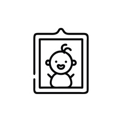 Framed Baby Portrait Outline Icon Vector Design Simple Line Art Style