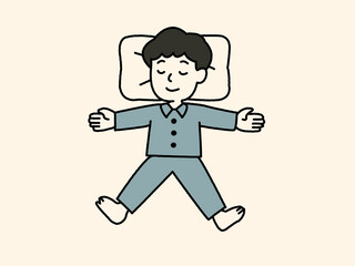 リラックスして寝ている男の子のイラスト1