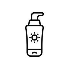 Sunscreen Lotion Outline Icon For Summer Skincare And Protection Concepts