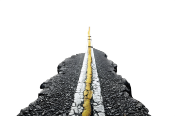 cracked roads on isolated on white background PNG , AI GENERATED
