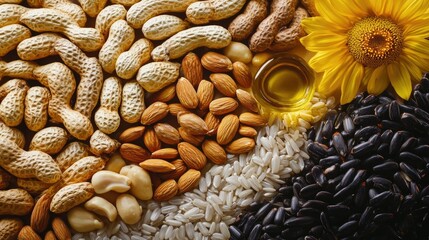High in vitamin E, peanuts, sunflower seeds, rice bran oil