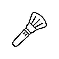 Black And White Line Art Illustration Of Makeup Brush For Beauty Icon