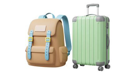 Isolated Backpack and Suitcase