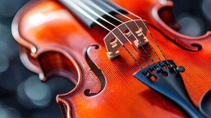 Fototapeta premium Close-up of a Violin's Body: Intricate Details and Rich Warmth