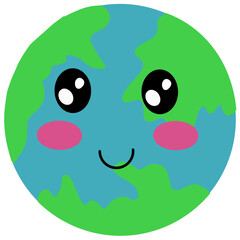 cute planet earth smiley face in the space