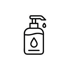 Fototapeta premium Sanitizer Pump Dispenser Bottle Outline Icon For Hygiene And Protection
