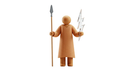 Isolated Zeus Holding Spear and Lightning