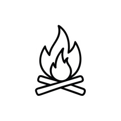 Simple Bonfire Icon Minimalist Campfire Line Art Isolated Fireplace Symbol