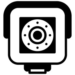 CCTV. Outlined stroke vector icon with black-filled details.