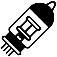 Vacuum tube. Outlined stroke vector icon with black-filled details.