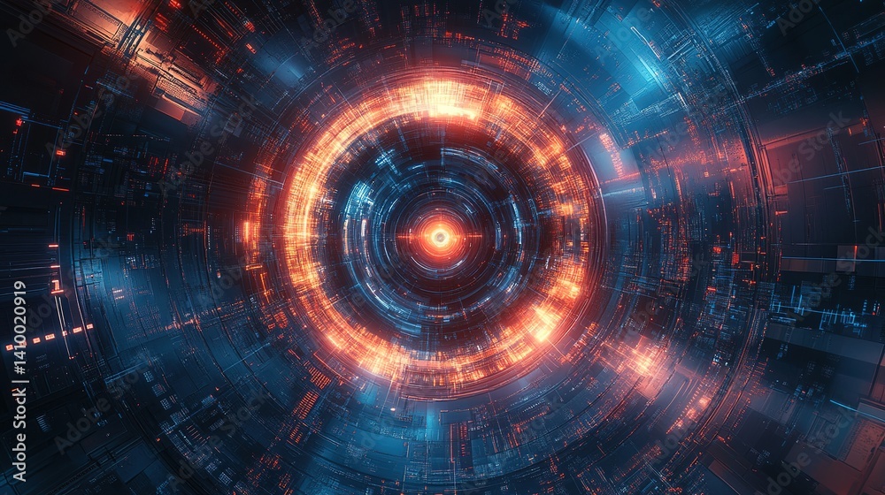 Poster dynamic digital visualization of futuristic technology virtual space abstract art high-tech environm