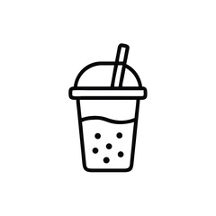 Boba Tea Icon Vector Line Art Illustration For Design And Menu