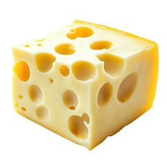 swiss cheese cube - isolated on white background