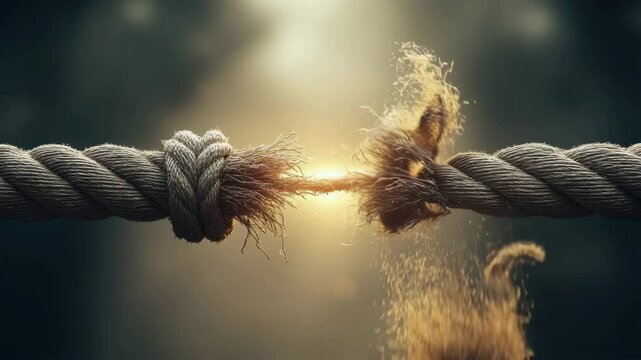Rope Fraying and About to Break Under Pressure, Breaking Point, Tension