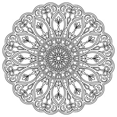 Mandala Lines, Abstract Flower Black Lines for Coloring, Coloring Book
